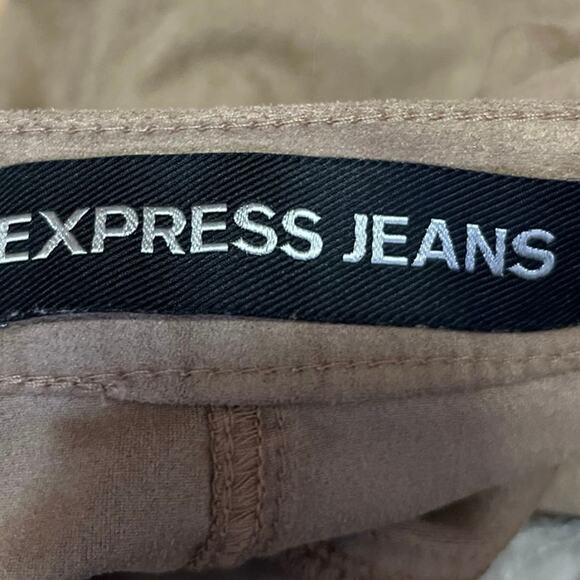 Express Jeans Women's Tan Khaki Suede Button Down A Line Mini Skirt Size 0 - Picture 4 of 5